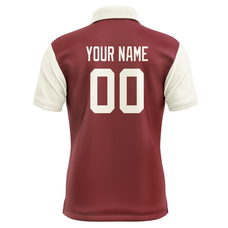 Custom Crimson Red Cream Short-Sleeve Polo Shirt PO150303B103