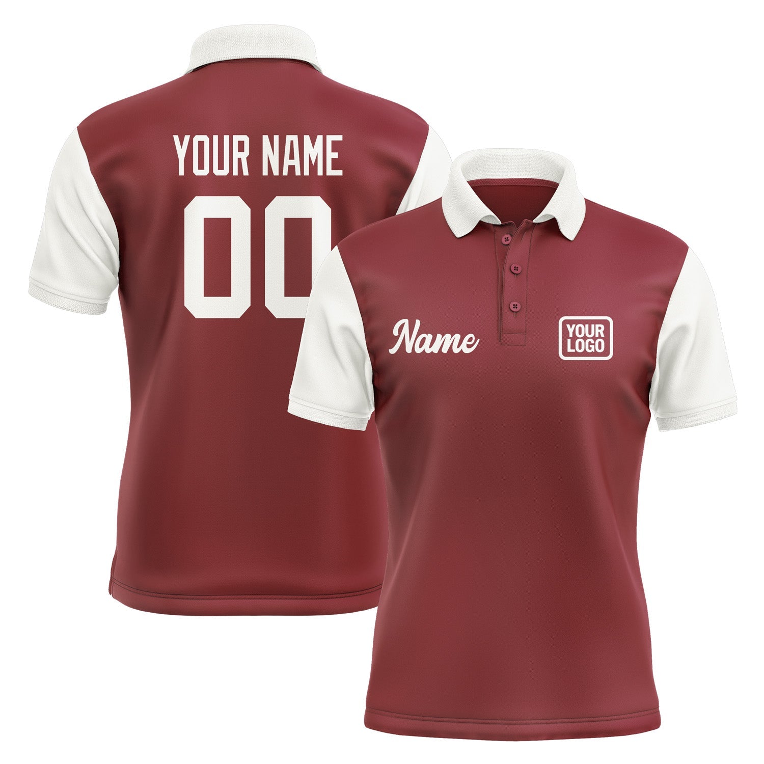 Custom Crimson Red White Short-Sleeve Polo Shirt PO151818B118