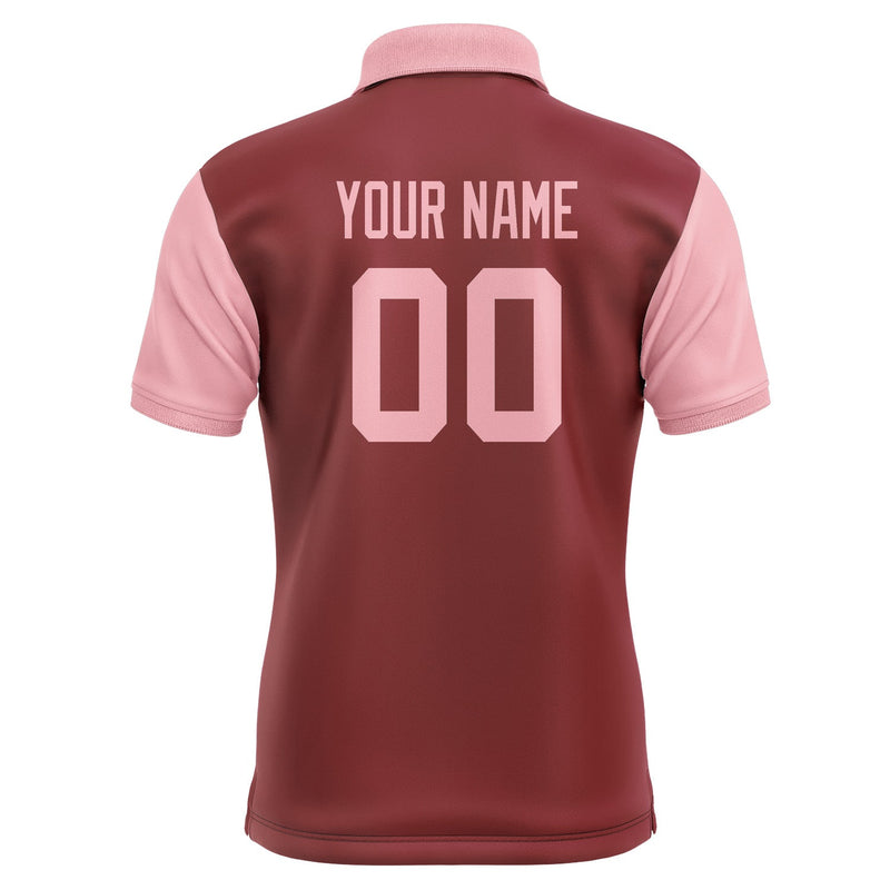 Custom Crimson Red Light Pink Short-Sleeve Polo Shirt PO152121B121