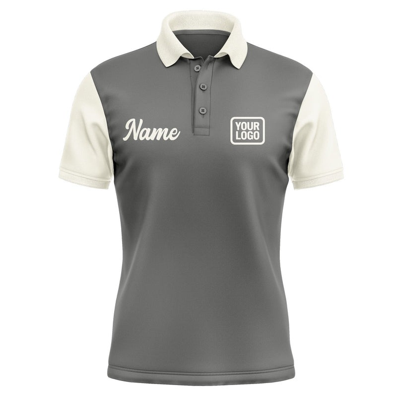 Custom Dark Grey Cream Short-Sleeve Polo Shirt PO200303B103