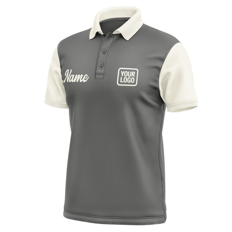 Custom Dark Grey Cream Short-Sleeve Polo Shirt PO200303B103