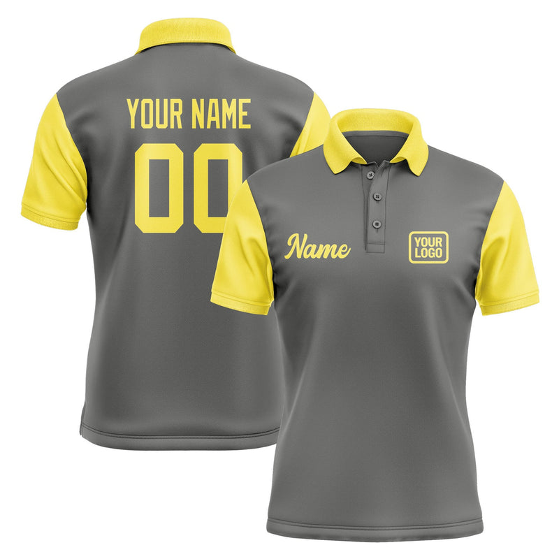 Custom Dark Grey Light Yellow Short-Sleeve Polo Shirt PO202626B126