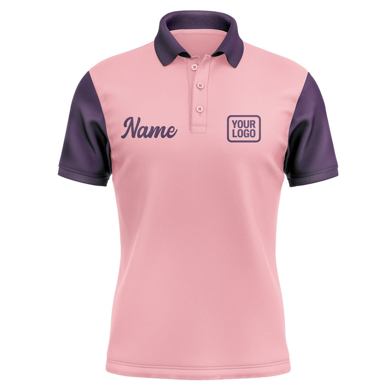 Custom Light Pink Purple Short-Sleeve Polo Shirt PO210707B107