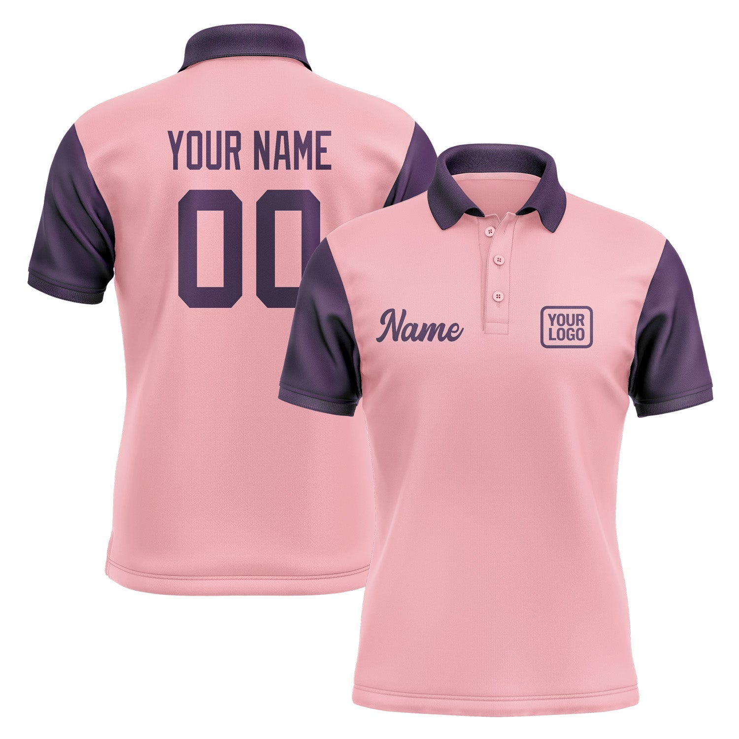 Custom Light Pink Purple Short-Sleeve Polo Shirt PO210707B107