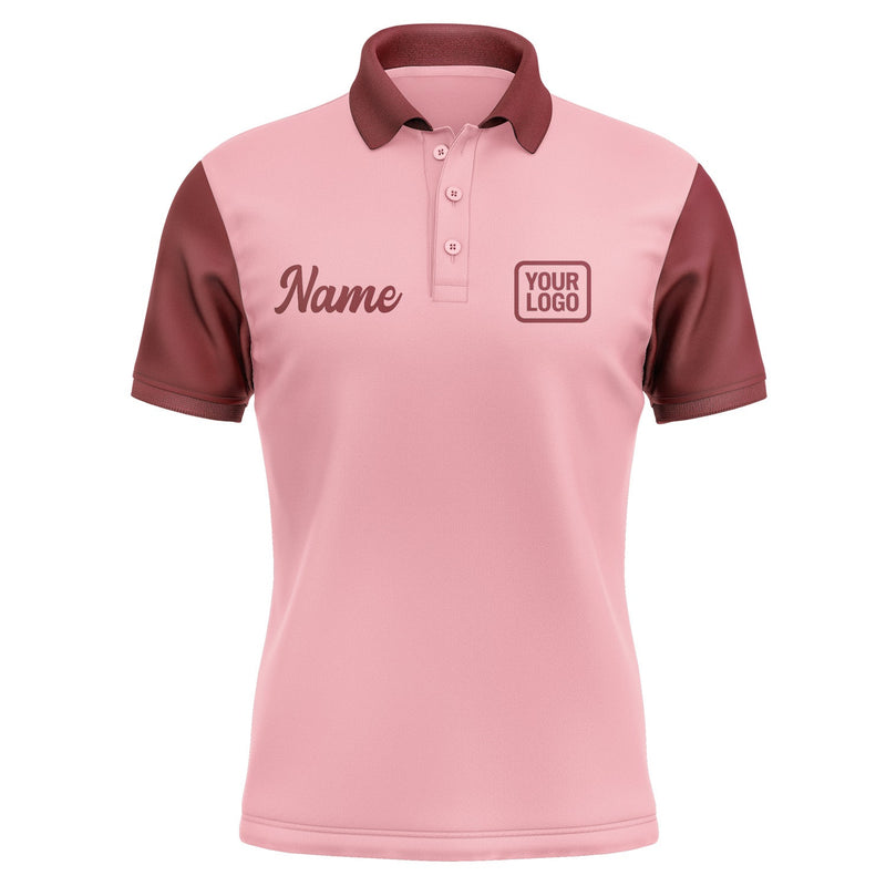 Custom Light Pink Crimson Red Short-Sleeve Polo Shirt PO211515B115