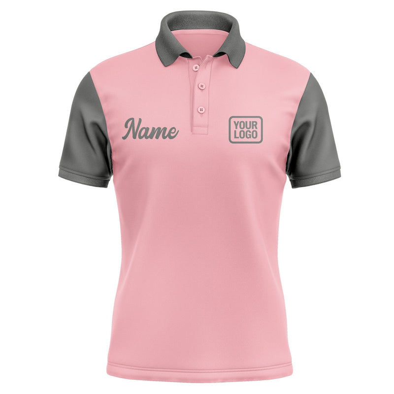 Custom Light Pink Dark Grey Short-Sleeve Polo Shirt PO212020B120