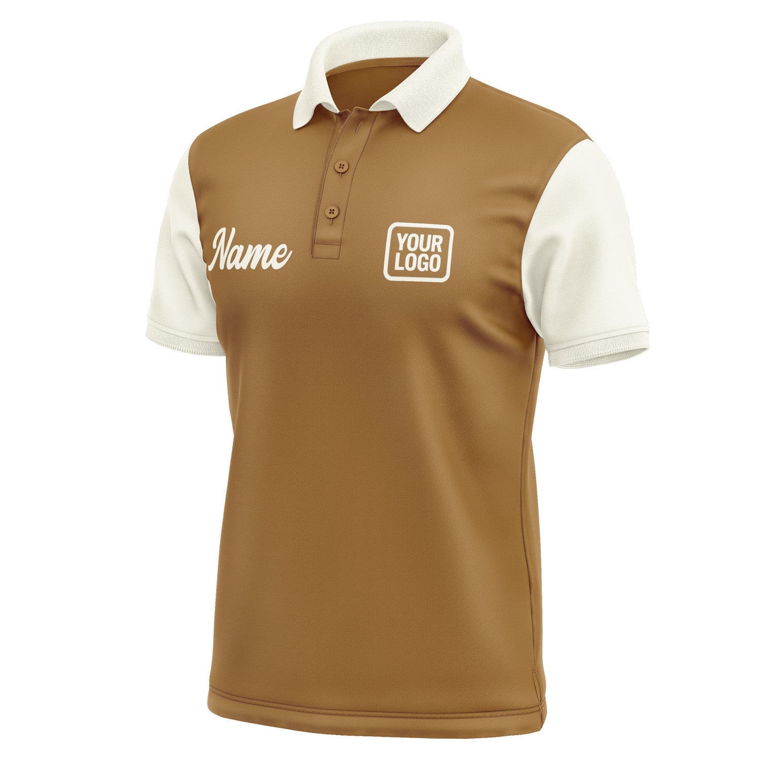 Custom Khaki Cream Short-Sleeve Polo Shirt PO220303B103