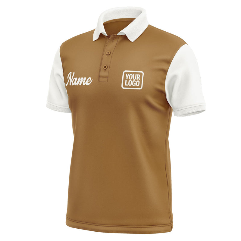 Custom Khaki White Short-Sleeve Polo Shirt PO221818B118