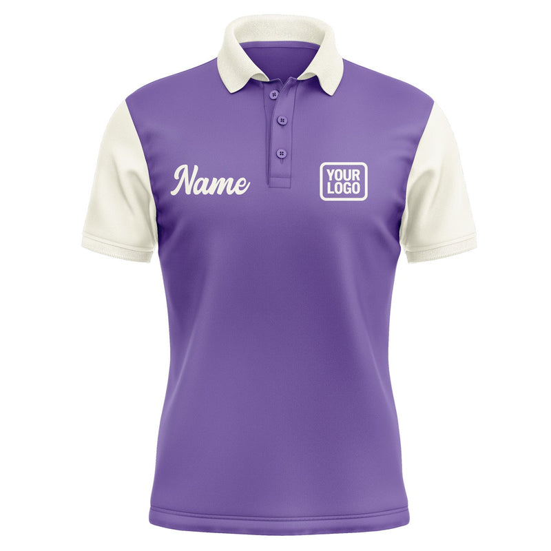 Custom Light Purple Cream Short-Sleeve Polo Shirt PO230303B103
