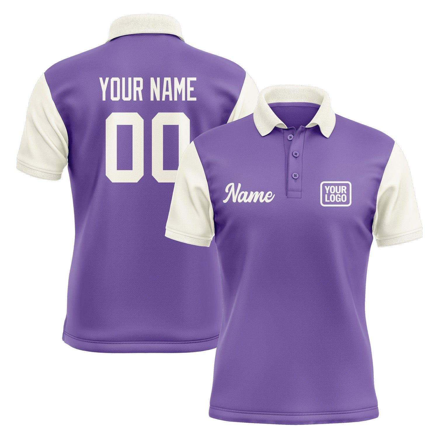 Custom Light Purple Cream Short-Sleeve Polo Shirt PO230303B103