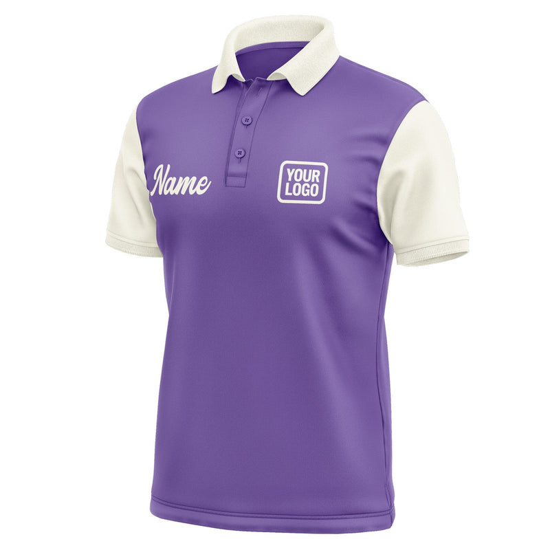 Custom Light Purple Cream Short-Sleeve Polo Shirt PO230303B103