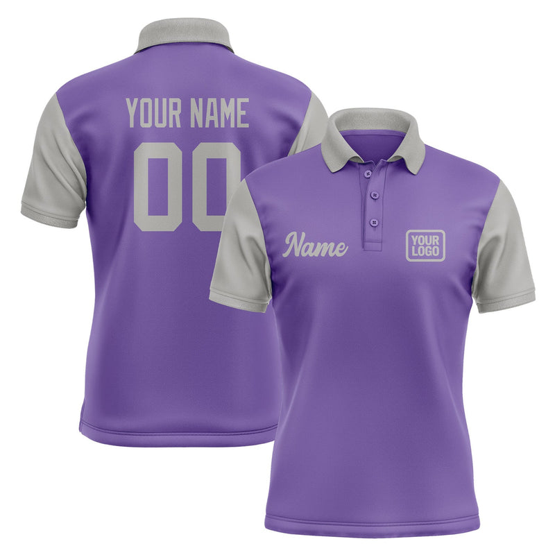 Custom Light Purple Gray Short-Sleeve Polo Shirt PO230404B104
