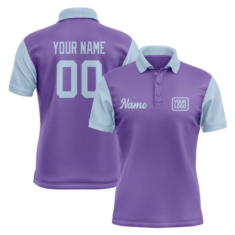 Custom Light Purple Light Blue Short-Sleeve Polo Shirt PO230808B108