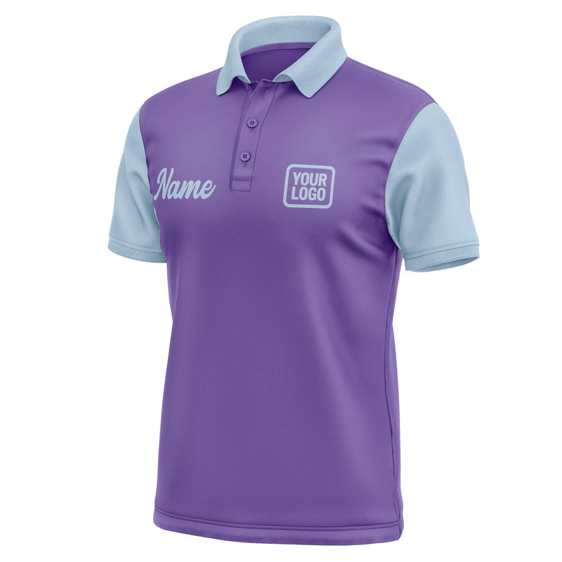 Custom Light Purple Light Blue Short-Sleeve Polo Shirt PO230808B108