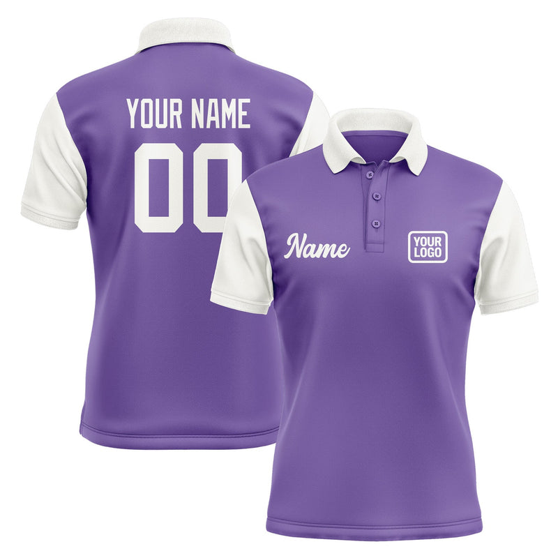 Custom Light Purple White Short-Sleeve Polo Shirt PO231818B118