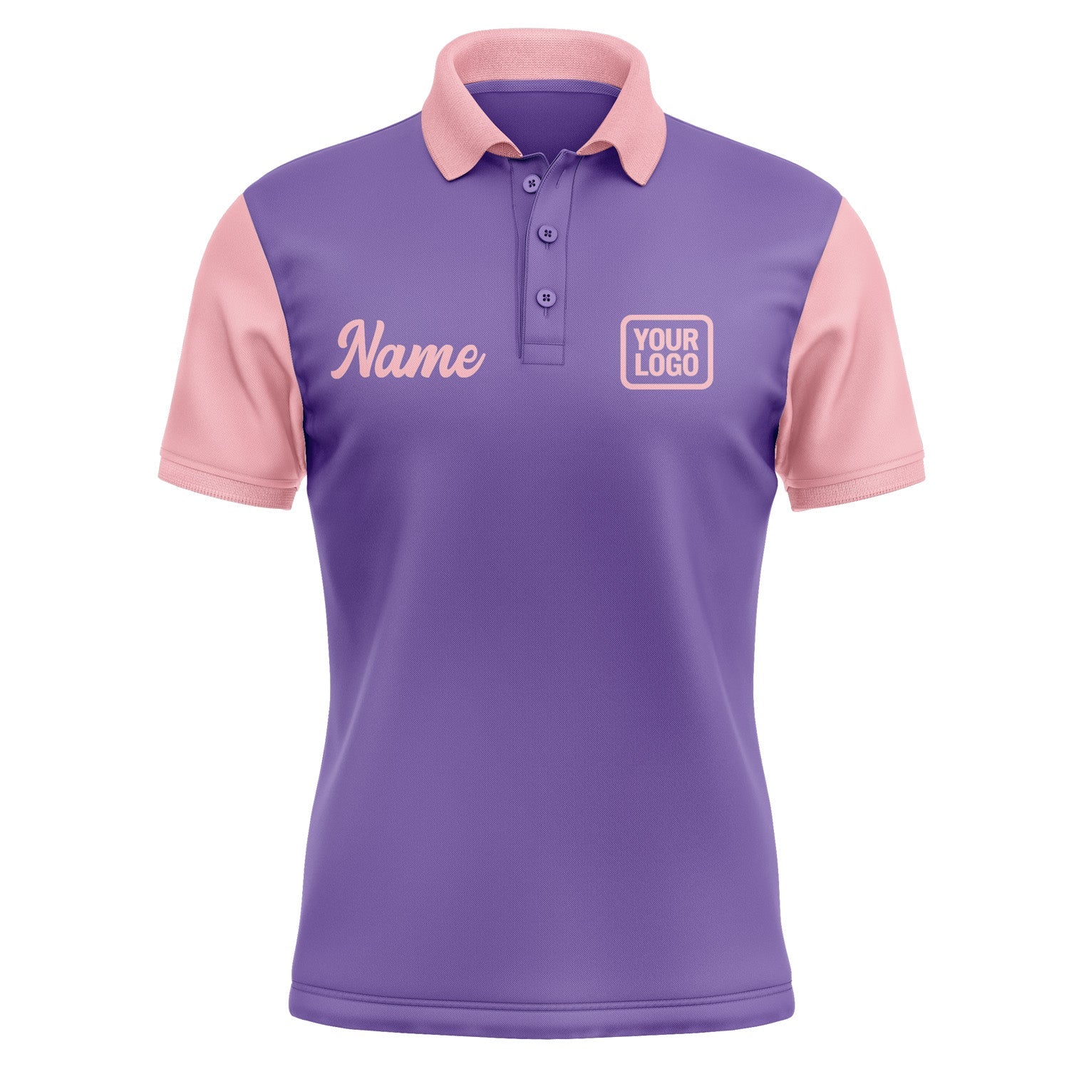 Custom Light Purple Light Pink Short-Sleeve Polo Shirt PO232121B121