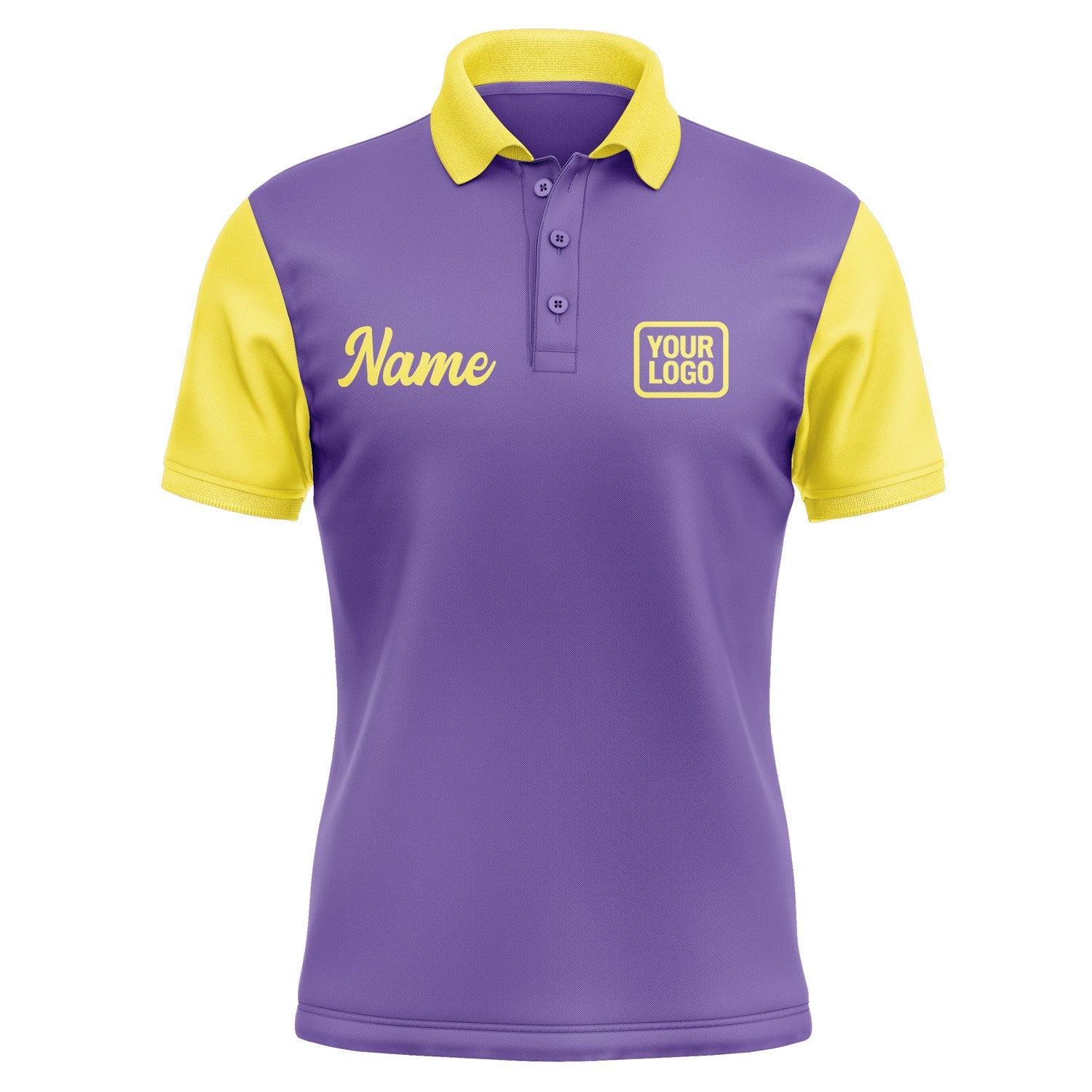 Custom Light Purple Light Yellow Short-Sleeve Polo Shirt PO232626B126
