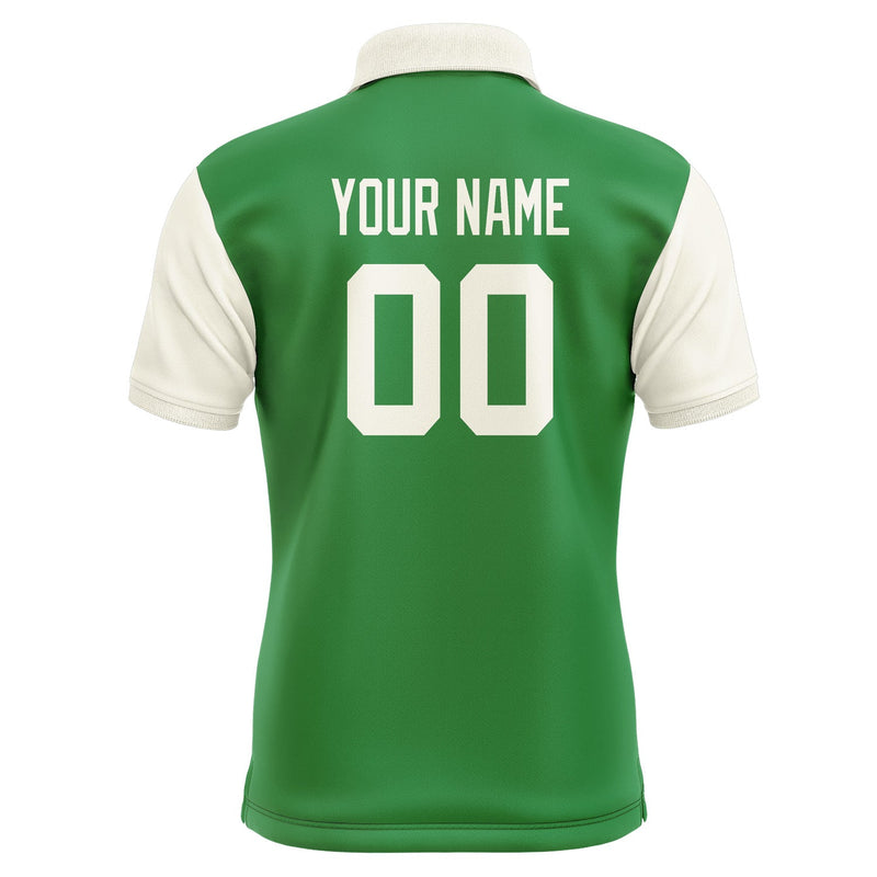 Custom Emerald Green Cream Short-Sleeve Polo Shirt PO240303B103