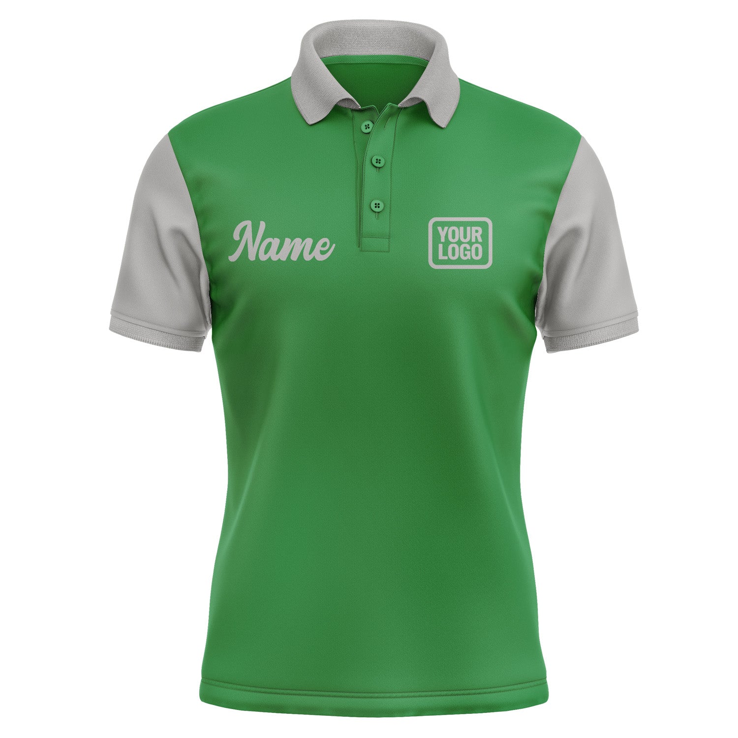 Custom Emerald Green Gray Short-Sleeve Polo Shirt PO240404B104