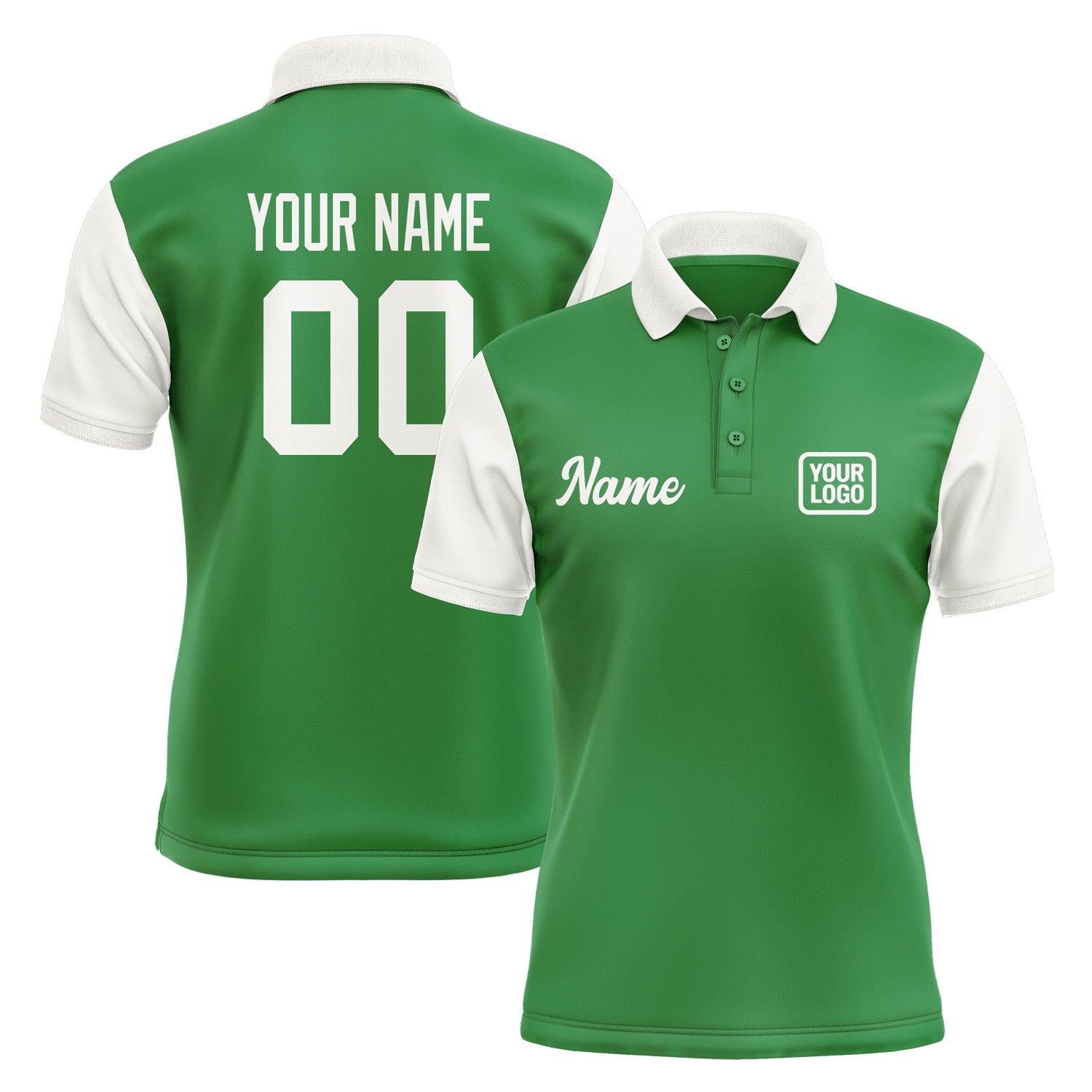 Custom Emerald Green White Short-Sleeve Polo Shirt PO241818B118