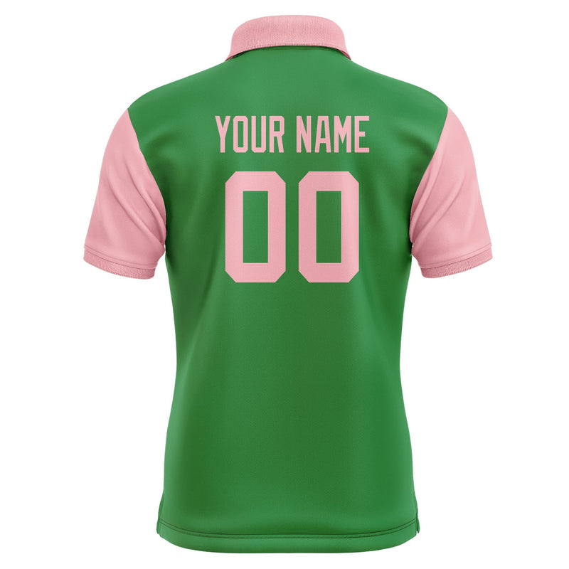 Custom Emerald Green Light Pink Short-Sleeve Polo Shirt PO242121B121
