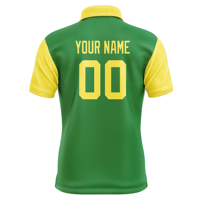 Custom Emerald Green Light Yellow Short-Sleeve Polo Shirt PO242626B126