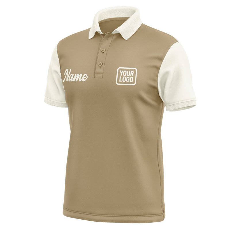 Custom Light Khaki Cream Short-Sleeve Polo Shirt PO250303B103