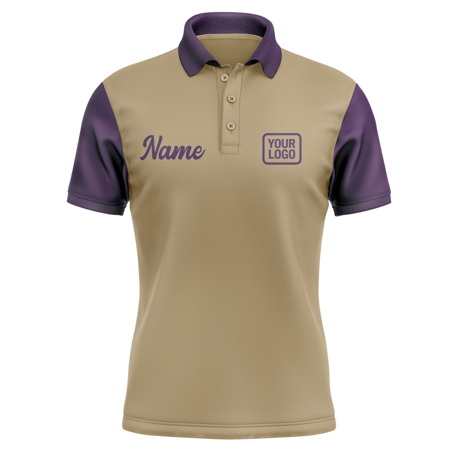 Custom Light Khaki Purple Short-Sleeve Polo Shirt PO250707B107