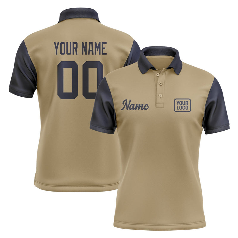 Custom Light Khaki Navy Short-Sleeve Polo Shirt PO251111B111