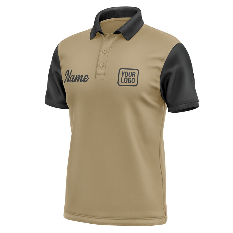 Custom Light Khaki Black Short-Sleeve Polo Shirt PO251717B117