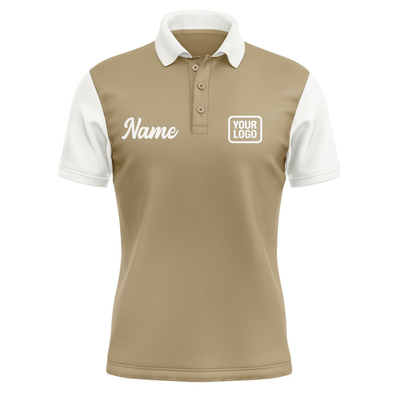 Custom Light Khaki White Short-Sleeve Polo Shirt PO251818B118