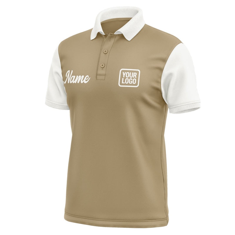 Custom Light Khaki White Short-Sleeve Polo Shirt PO251818B118