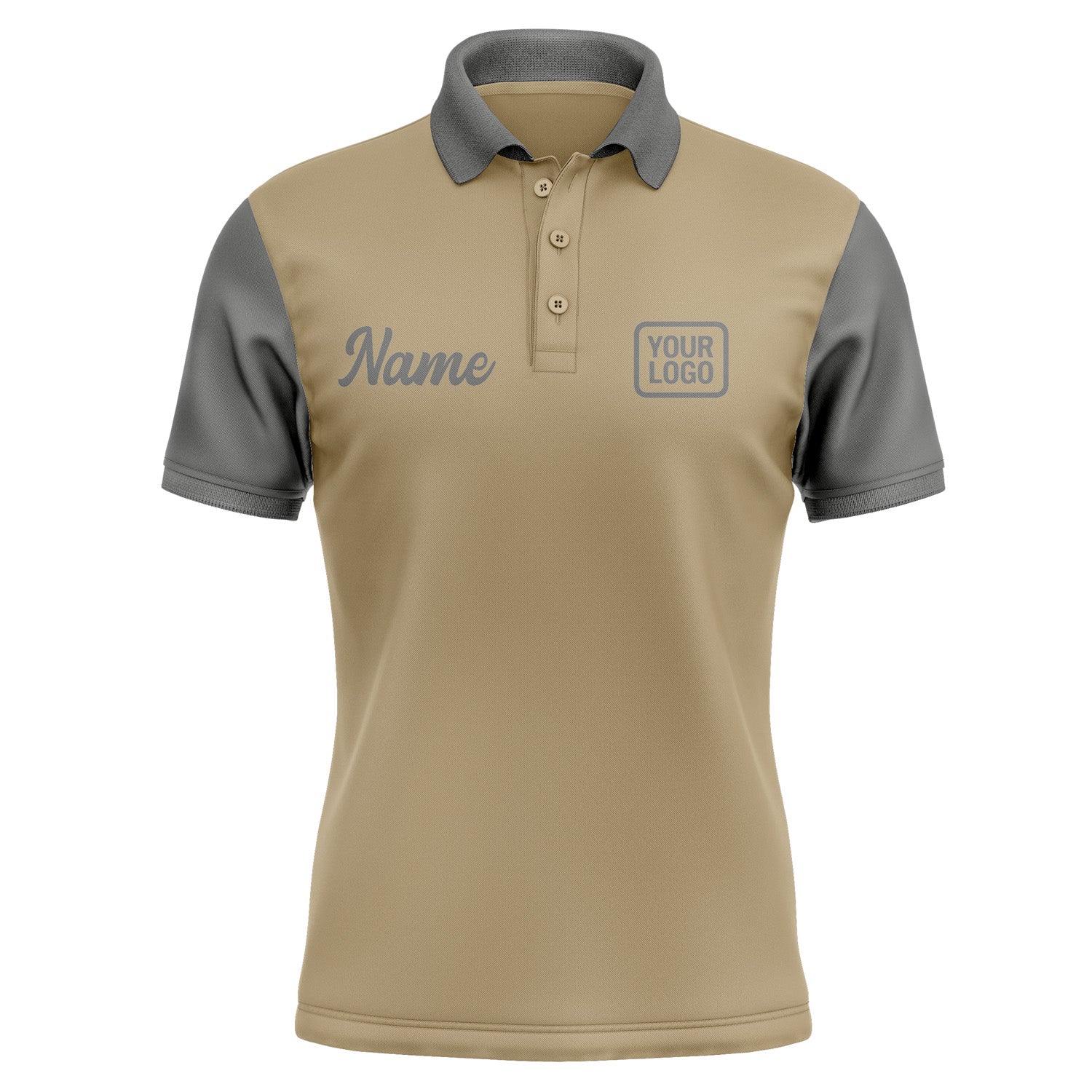 Custom Light Khaki Dark Grey Short-Sleeve Polo Shirt PO252020B120