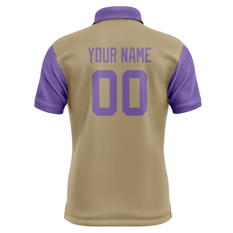Custom Light Khaki Light Purple Short-Sleeve Polo Shirt PO252323B123
