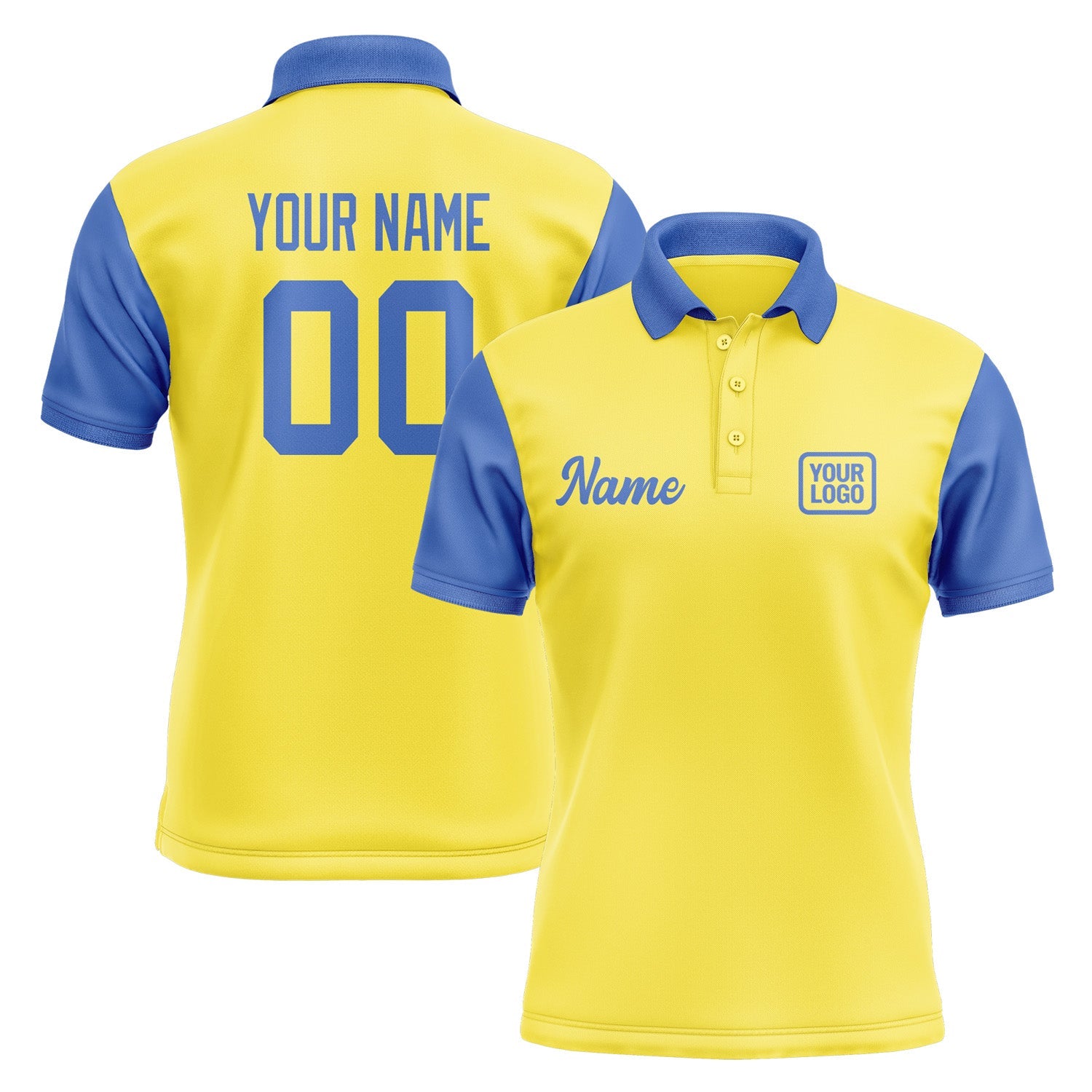 Custom Light Yellow Sky Blue Short-Sleeve Polo Shirt PO260909B109