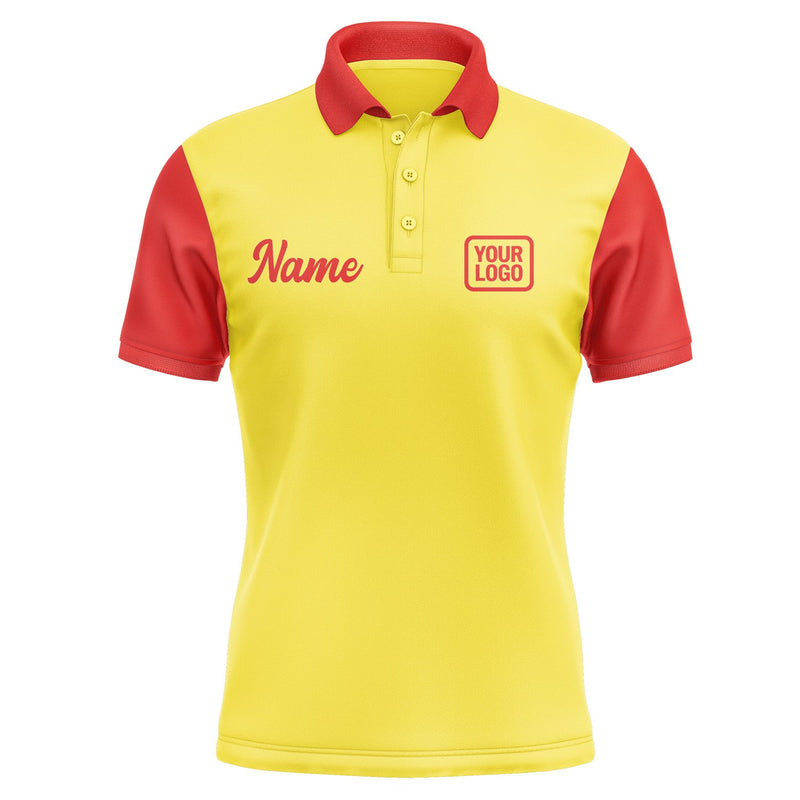 Custom Light Yellow Orange Red Short-Sleeve Polo Shirt PO261212B112