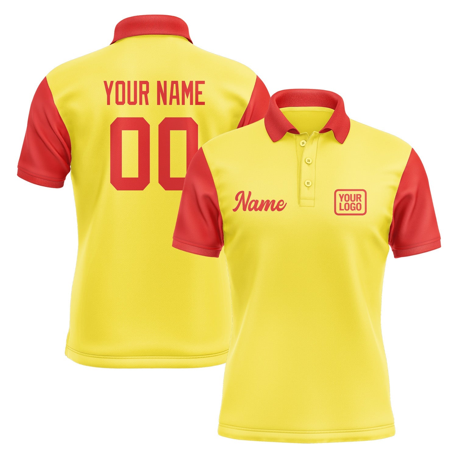 Custom Light Yellow Orange Red Short-Sleeve Polo Shirt PO261212B112