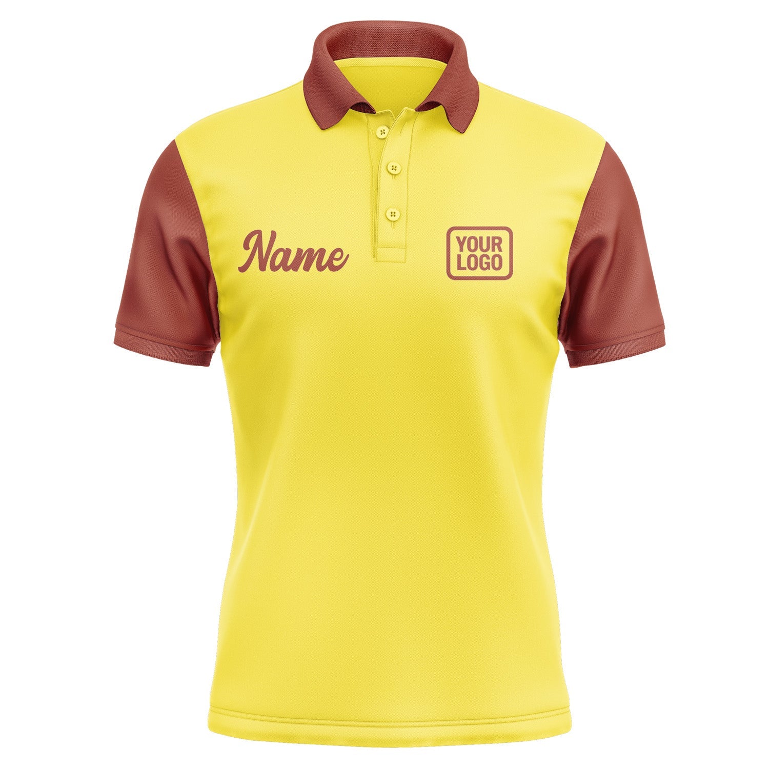 Custom Light Yellow Coral Red Short-Sleeve Polo Shirt PO261616B116
