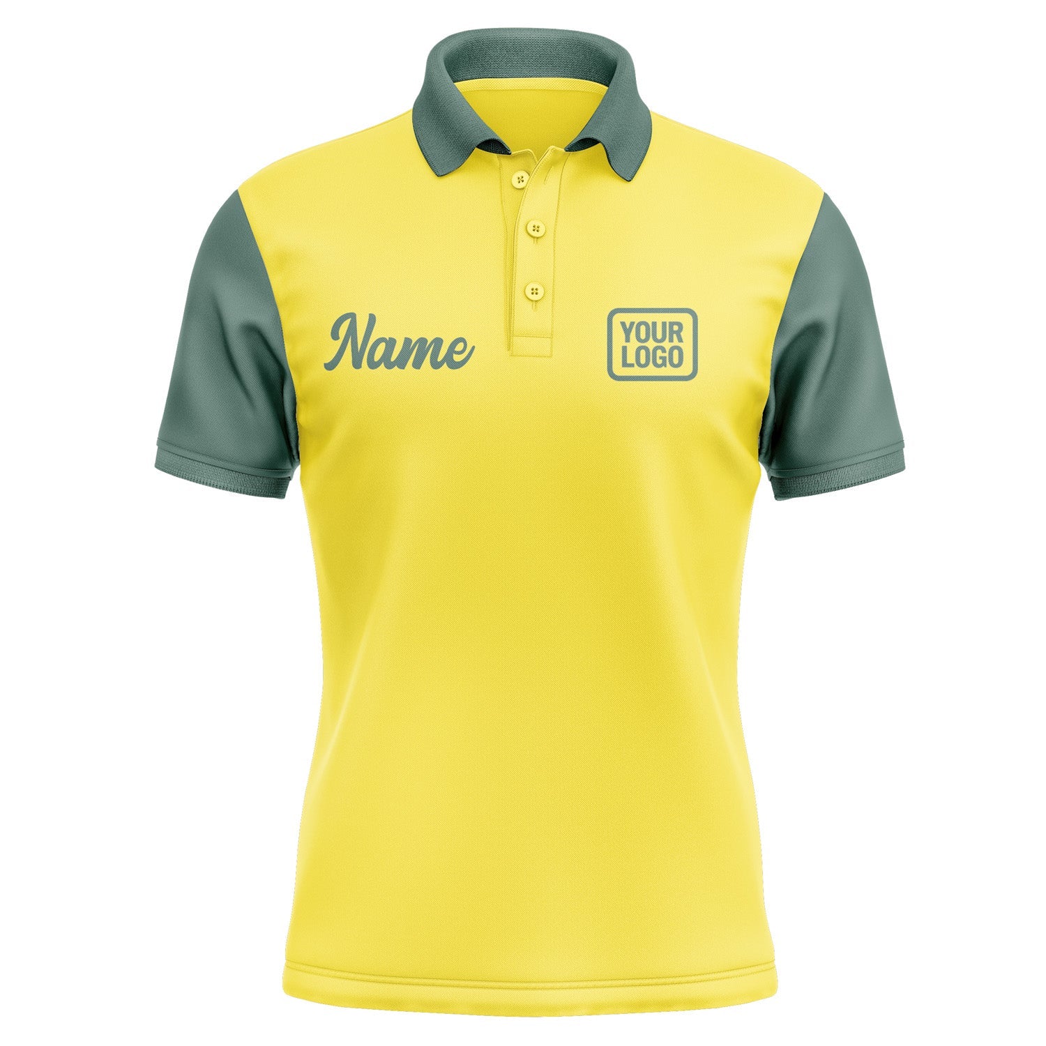 Custom Light Yellow Blue Green Short-Sleeve Polo Shirt PO262727B127