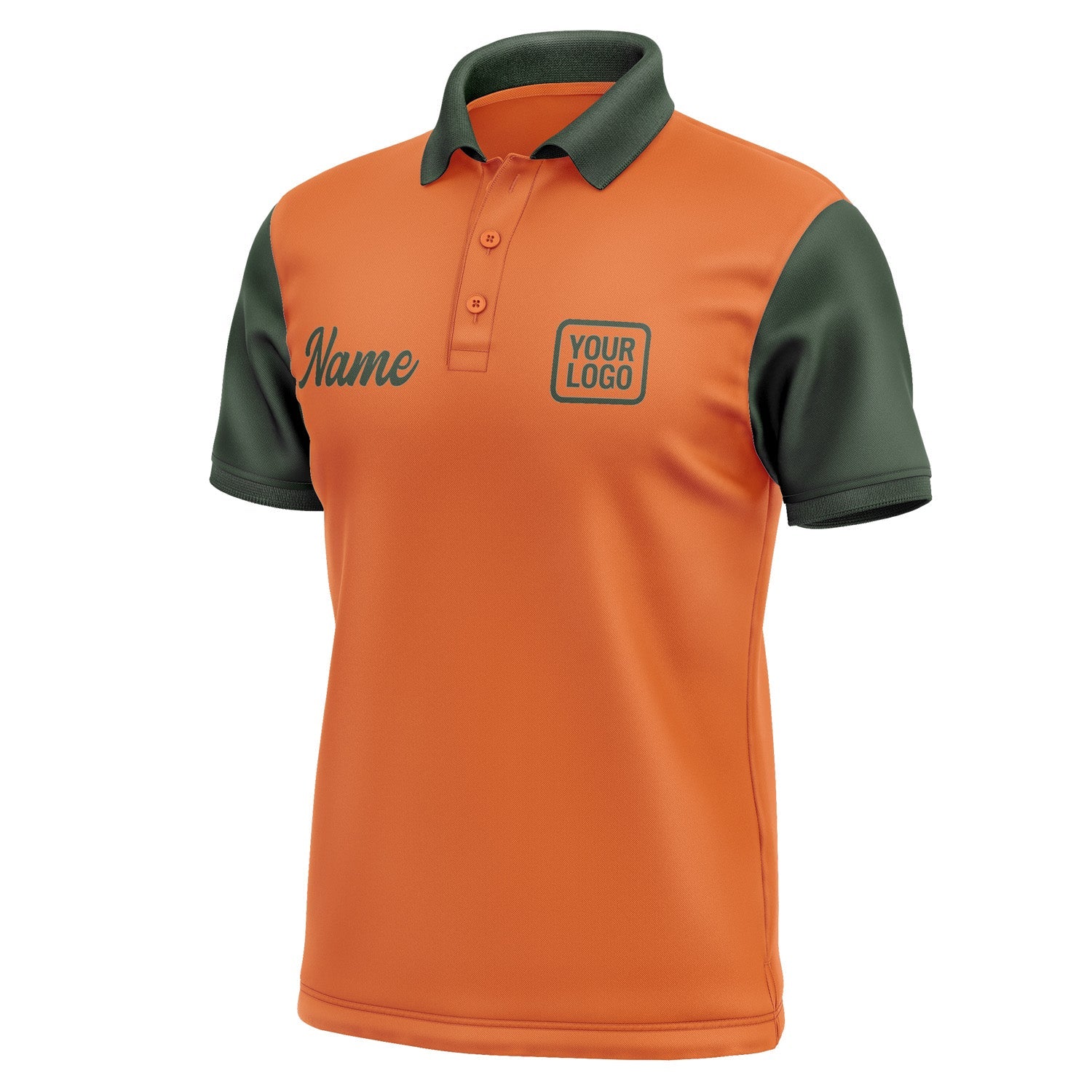 Custom Orange Dark Green Short-Sleeve Polo Shirt PO280606B106