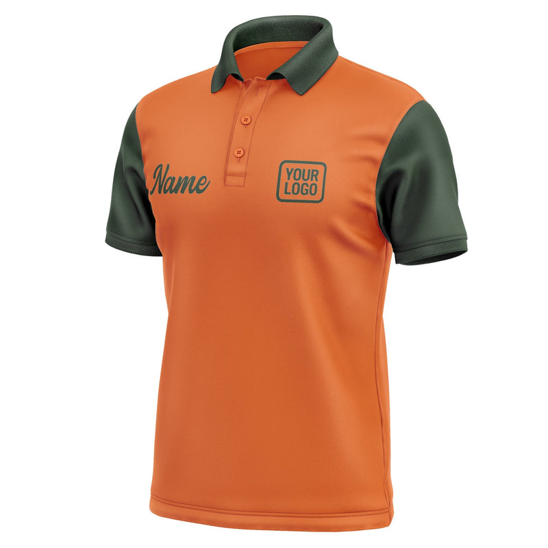 Custom Orange Dark Green Short-Sleeve Polo Shirt PO280606B106