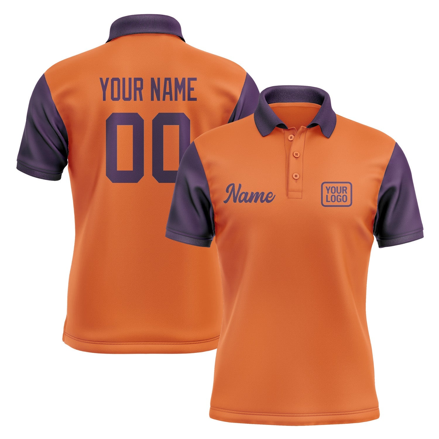 Custom Orange Purple Short-Sleeve Polo Shirt PO280707B107
