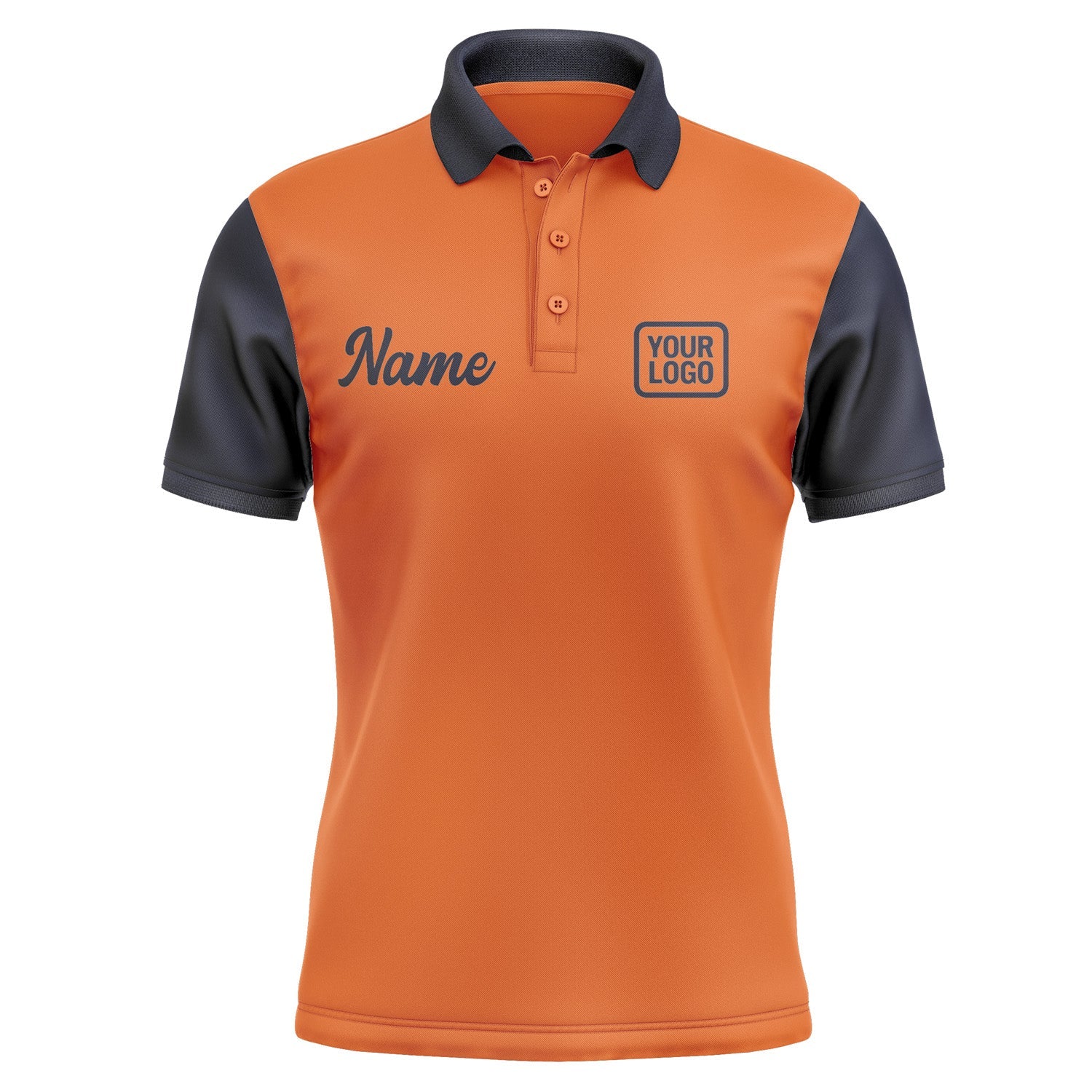 Custom Orange Navy Short-Sleeve Polo Shirt PO281111B111