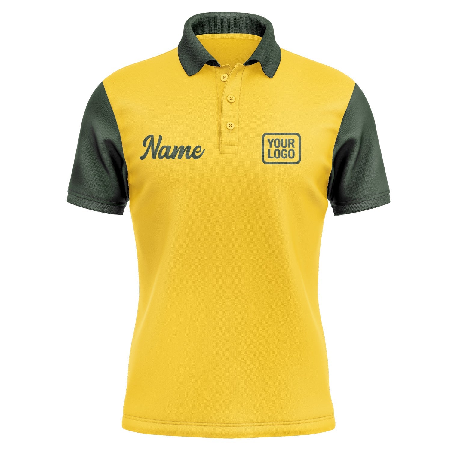 Custom Gold Dark Green Short-Sleeve Polo Shirt PO300606B106