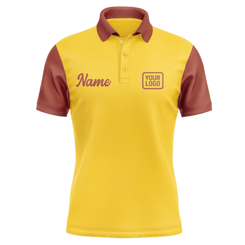 Custom Gold Coral Red Short-Sleeve Polo Shirt PO301616B116