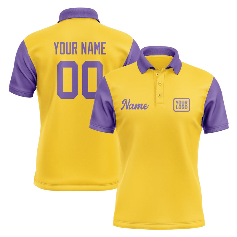 Custom Gold Light Purple Short-Sleeve Polo Shirt PO302323B123